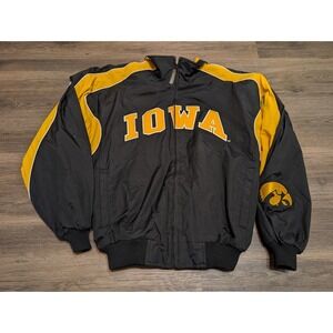Majestic Iowa Hawkeyes Mens Medium Black Gold Full Zip Windbreaker Jacket